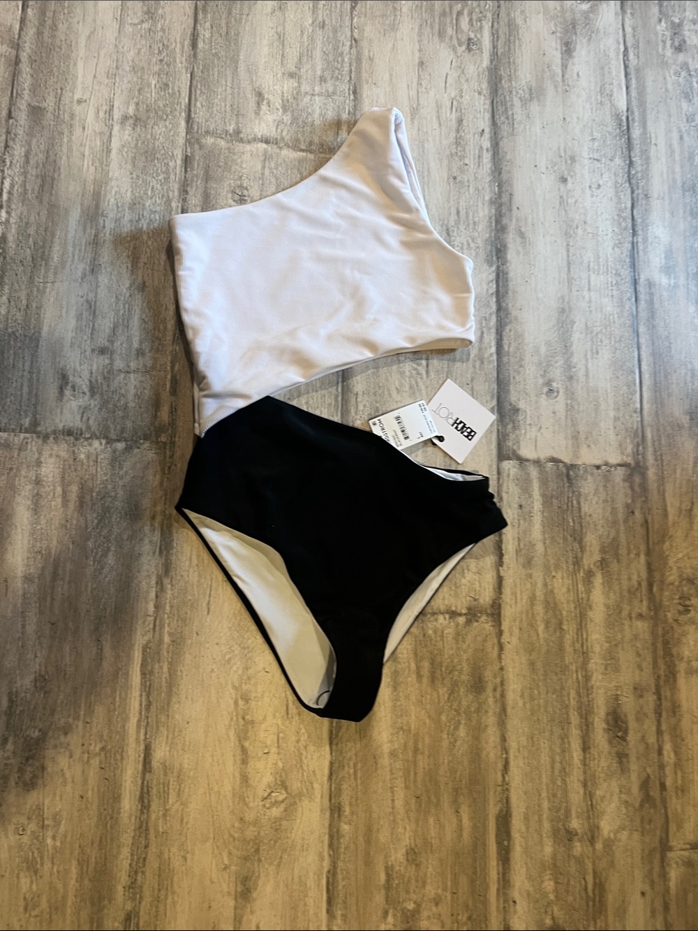 Beach Riot One-Shoulder Two-Tone One-Piece - Black & White